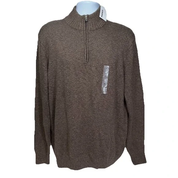 NEW Sonoma Men's Size XL Super Soft Knit 1/4 Zip Sweater Light Brown - Picture 1 of 10